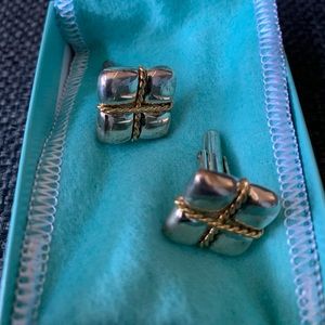 Men’s Tiffany silver & gold signature cuff links